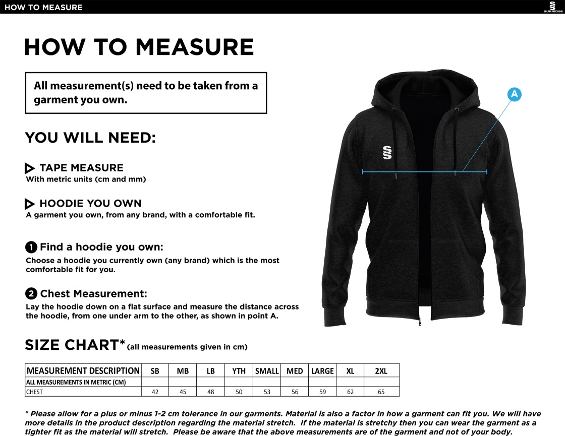 RIMINGTON FC BLADE HOODIE - Size Guide