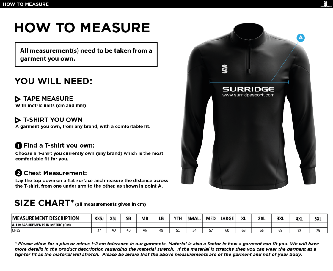 RIMINGTON FC BLADE PERFORMANCE TOP - Size Guide